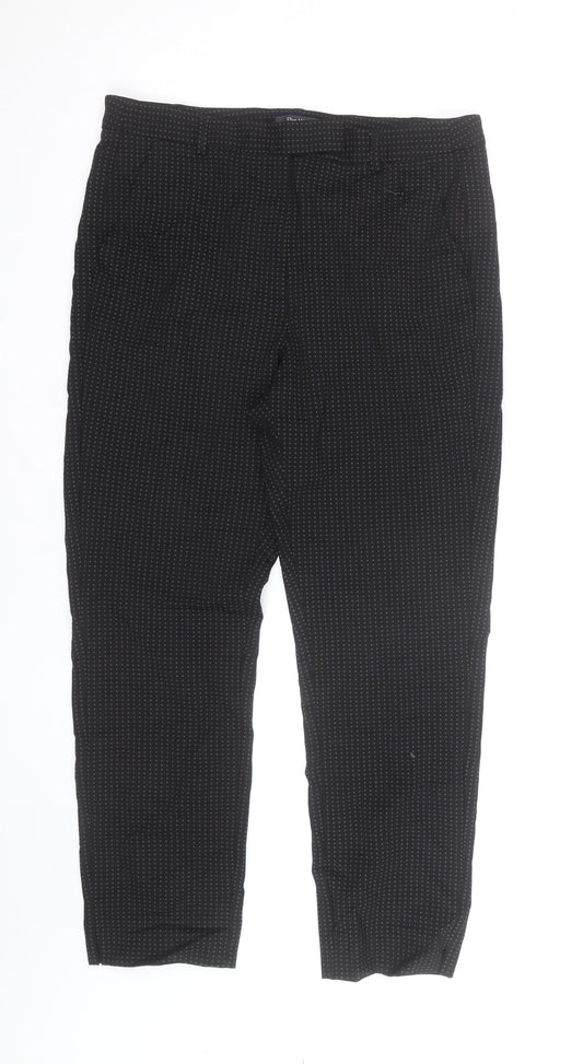 Marks and Spencer Women's Black Geometric Slim Trousers Size 12
