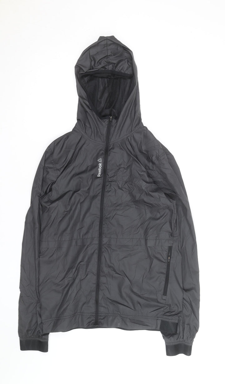 Reebok Men's Black Small Hooded Lightweight Windbreaker Jacket