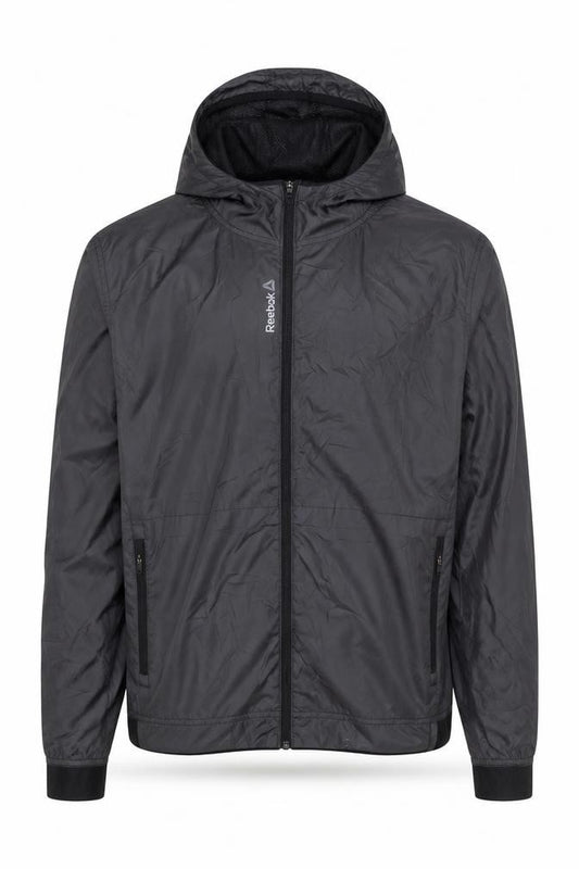 Reebok Men's Black Small Hooded Lightweight Windbreaker Jacket