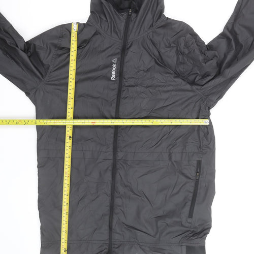 Reebok Men's Black Small Hooded Lightweight Windbreaker Jacket