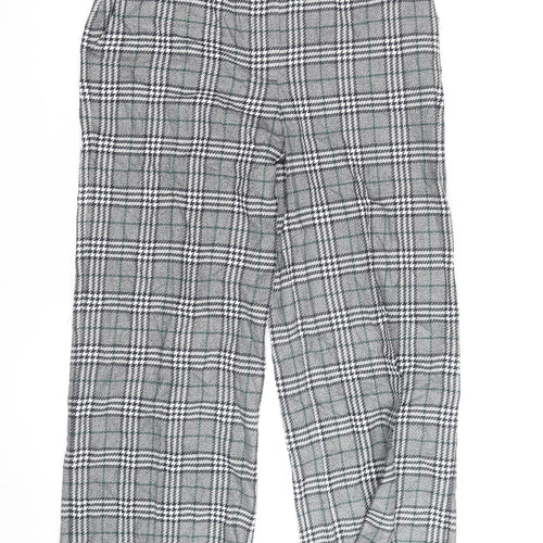 Marks and Spencer Women’s Grey Check Straight Trousers Size 14