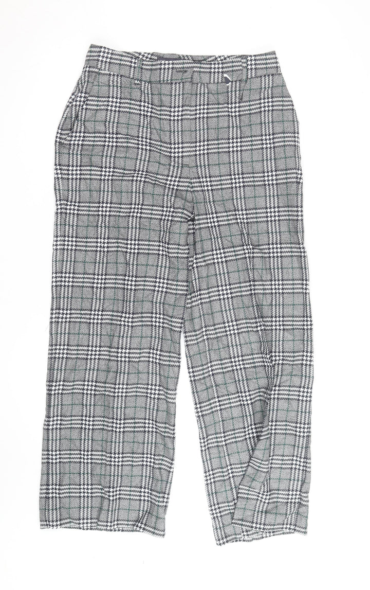 Marks and Spencer Women’s Grey Check Straight Trousers Size 14