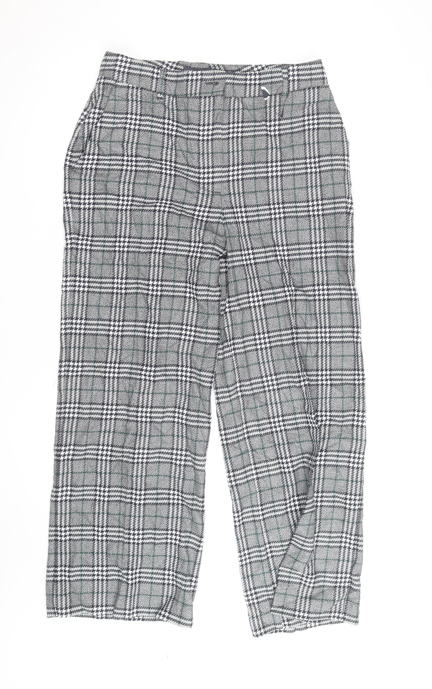 Marks and Spencer Women’s Grey Check Straight Trousers Size 14