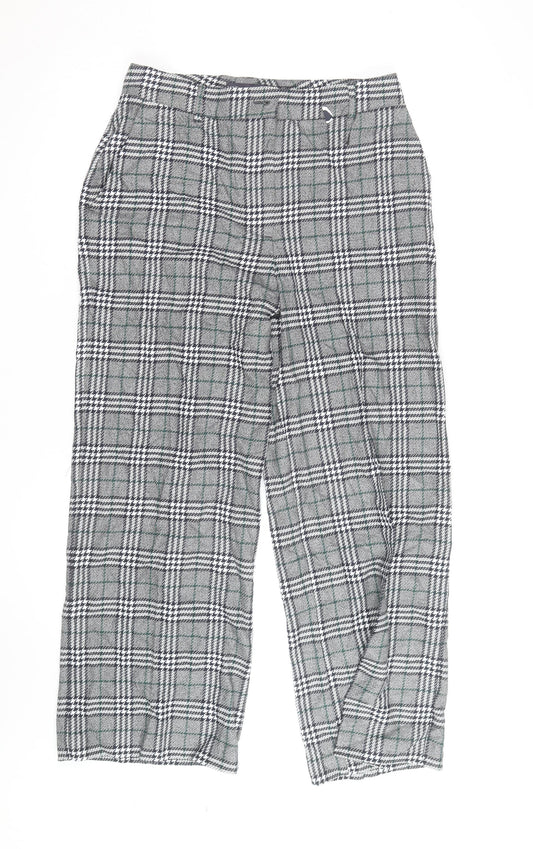 Marks and Spencer Women’s Grey Check Straight Trousers Size 14