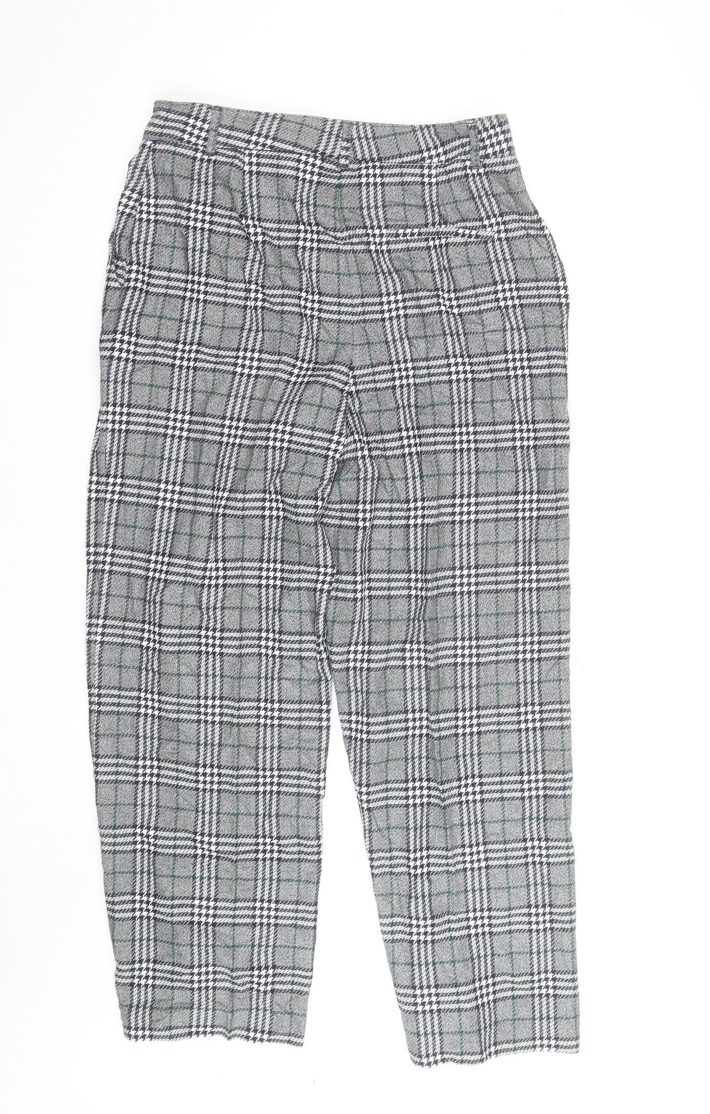 Marks and Spencer Women’s Grey Check Straight Trousers Size 14