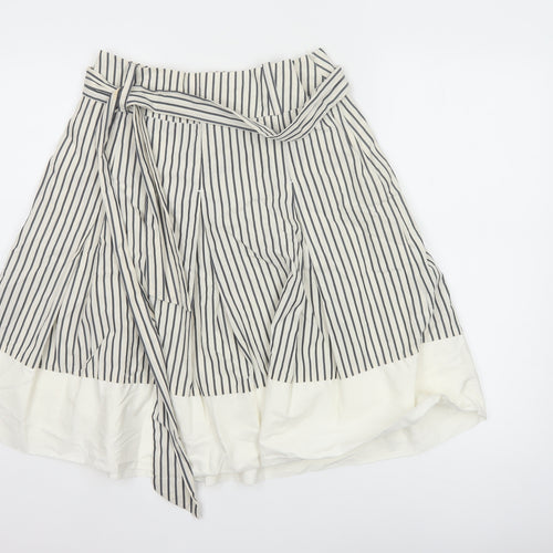 Joules Women’s White Striped A-Line Cotton Skirt Size 8