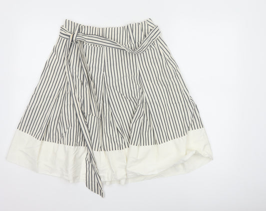 Joules Women’s White Striped A-Line Cotton Skirt Size 8
