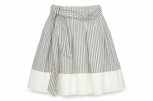 Front view of Joules Women’s White Striped A-Line Cotton Skirt, size UK 8