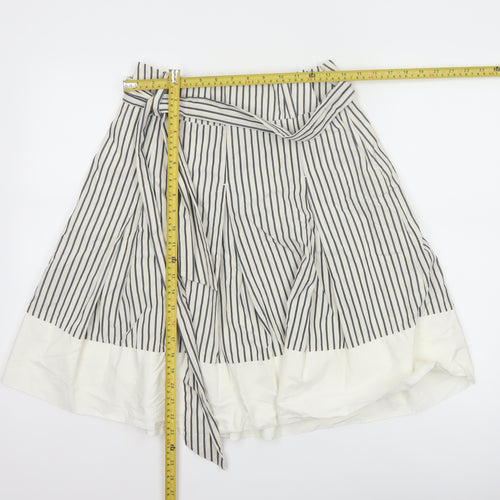Joules Women’s White Striped A-Line Cotton Skirt Size 8
