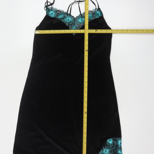 Empress Mimi Women Black Chemise L Velvet Lace Slip