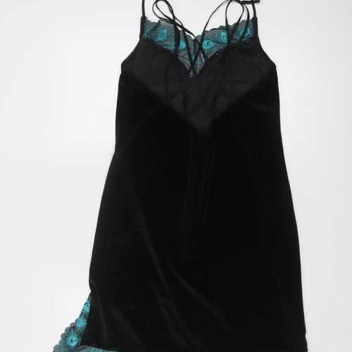 Empress Mimi Women Black Chemise L Velvet Lace Slip