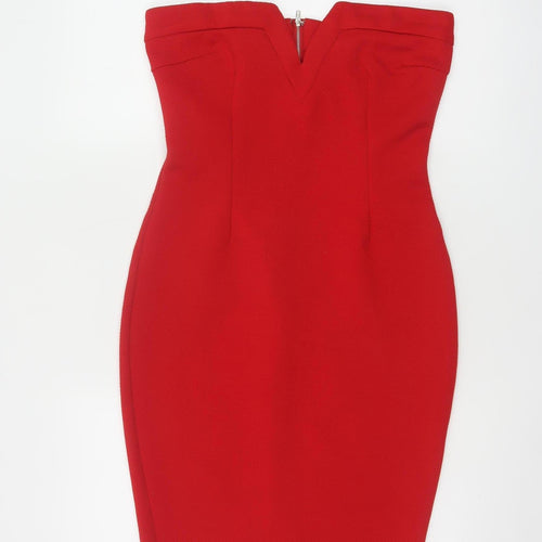 AX Paris Women Red Strapless Bodycon Knee Length Dress Size 12