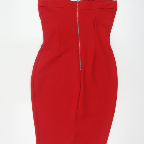 AX Paris Women Red Strapless Bodycon Knee Length Dress Size 12