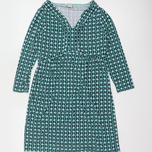 Boden Women's Blue Geometric Viscose A-Line Jersey Dress Size 14