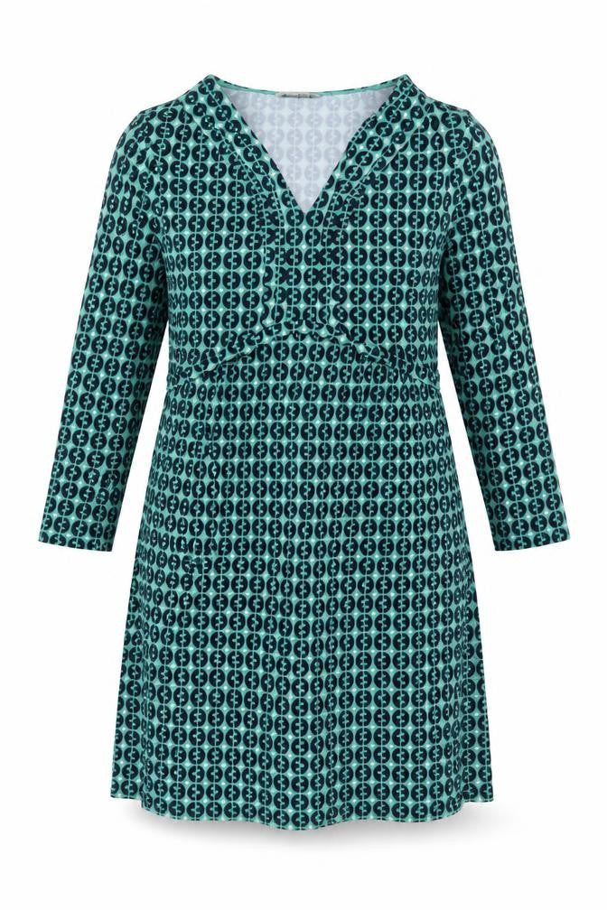 Boden Women's Blue Geometric Viscose A-Line Jersey Dress Size 14