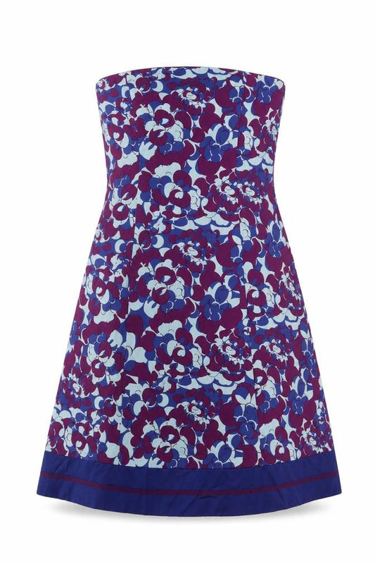 Front view of Coast Women’s Multicoloured Floral A-Line Strapless Knee Length Dress, size UK 12