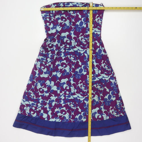 Coast Women’s Multicoloured Floral A-Line Strapless Knee Length Dress Size 12