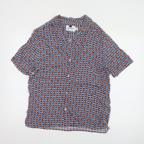 Topman Men's Multicoloured Geometric Short Sleeve Viscose Shirt M
