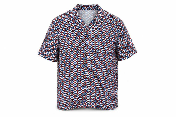 Topman Men's Multicoloured Geometric Short Sleeve Viscose Shirt M