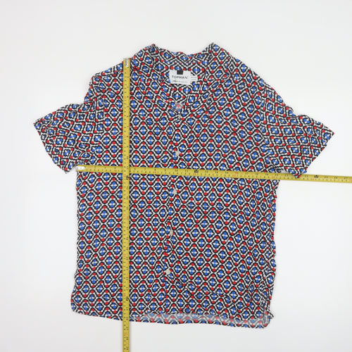Topman Men's Multicoloured Geometric Short Sleeve Viscose Shirt M