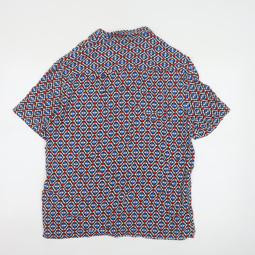 Topman Men's Multicoloured Geometric Short Sleeve Viscose Shirt M