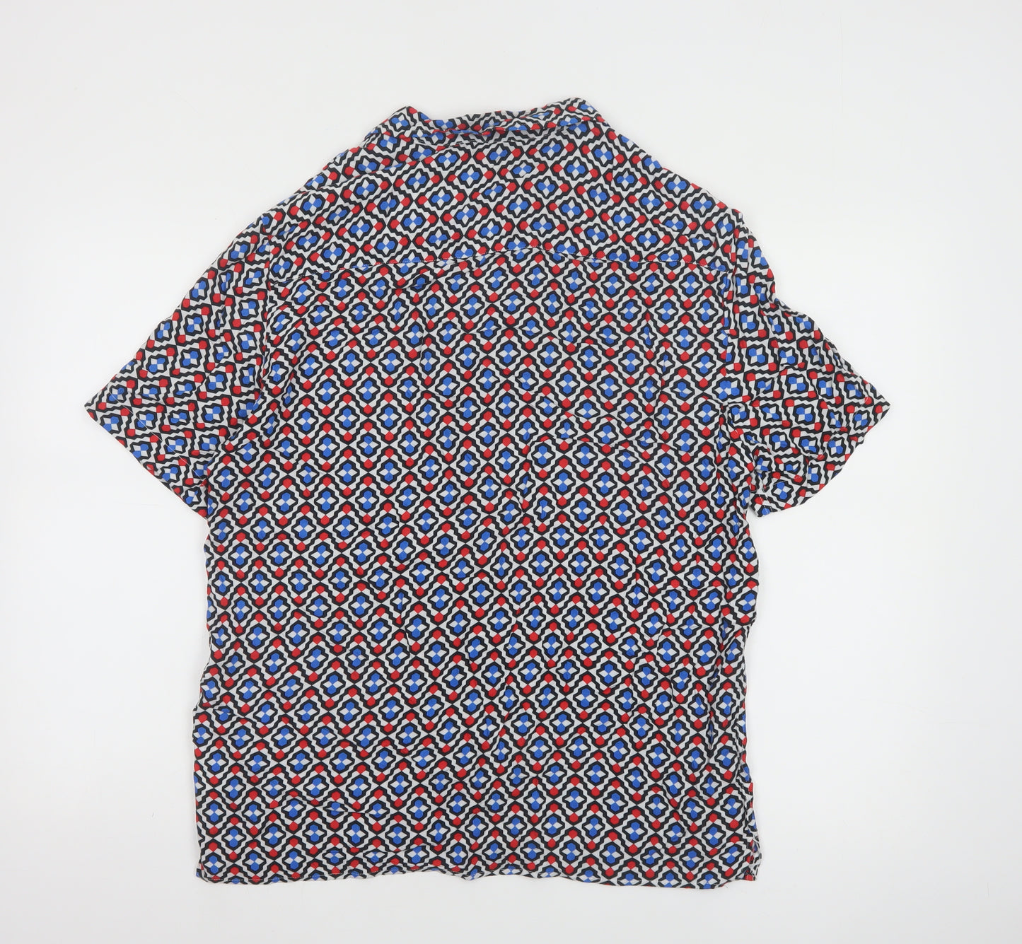 Topman Men's Multicoloured Geometric Short Sleeve Viscose Shirt M