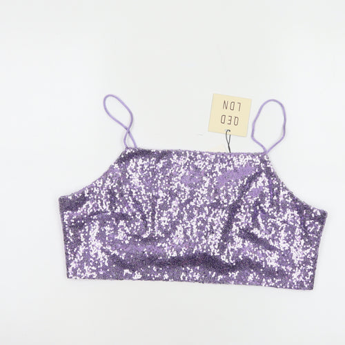 QED London Women's Purple Sequin Camisole Tank Top Size 16