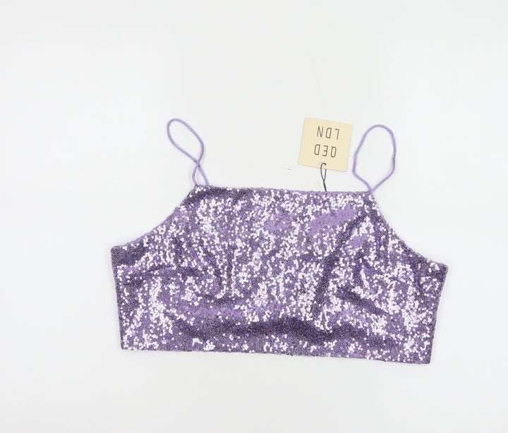 QED London Women's Purple Sequin Camisole Tank Top Size 16