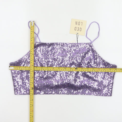 QED London Women's Purple Sequin Camisole Tank Top Size 16