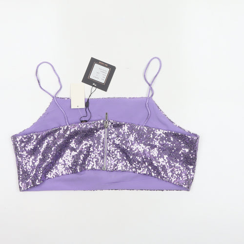 QED London Women's Purple Sequin Camisole Tank Top Size 16