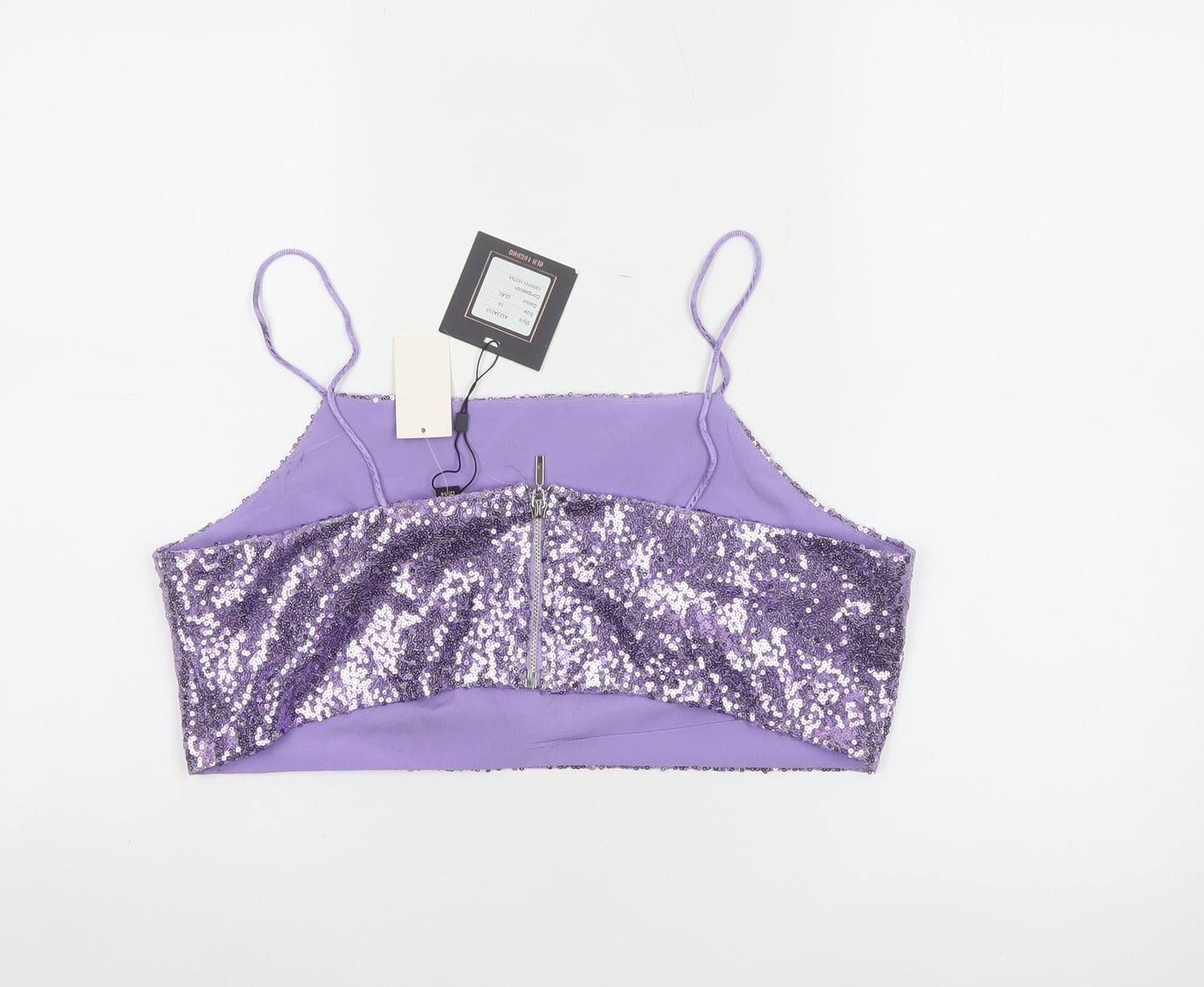 QED London Women's Purple Sequin Camisole Tank Top Size 16