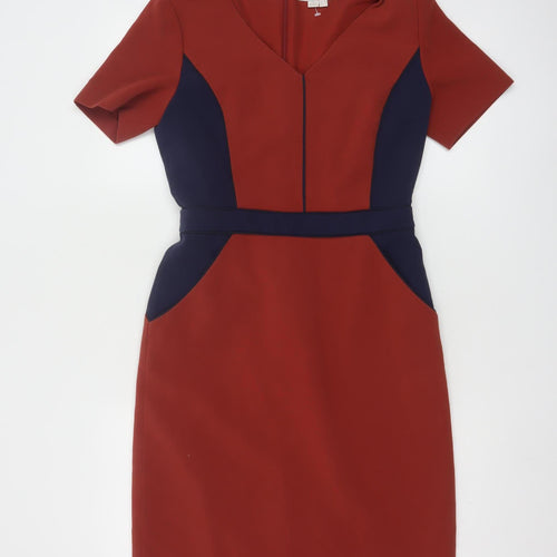 Boden Women Red Colourblock Sheath Knee Length Dress Size 8