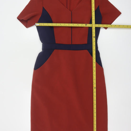 Boden Women Red Colourblock Sheath Knee Length Dress Size 8