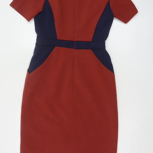 Boden Women Red Colourblock Sheath Knee Length Dress Size 8