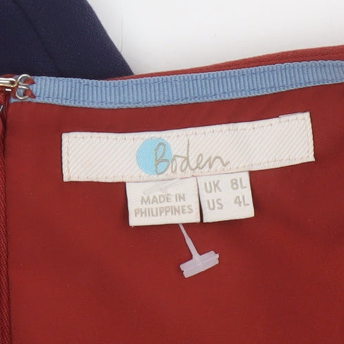 Boden Women Red Colourblock Sheath Knee Length Dress Size 8