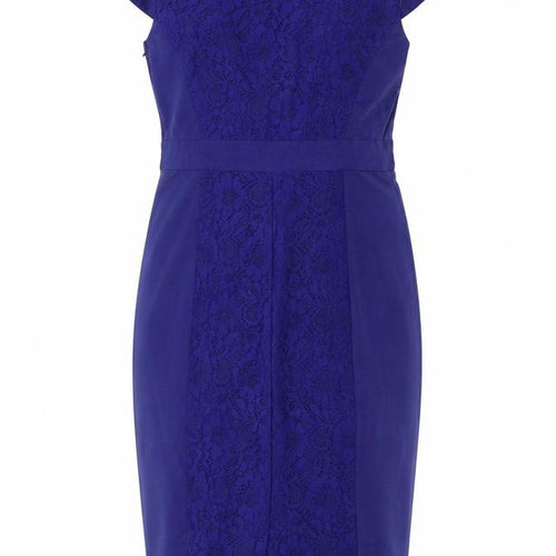 Monsoon Women Blue Lace Sheath Dress UK 10 Scoop Neck Knee Length