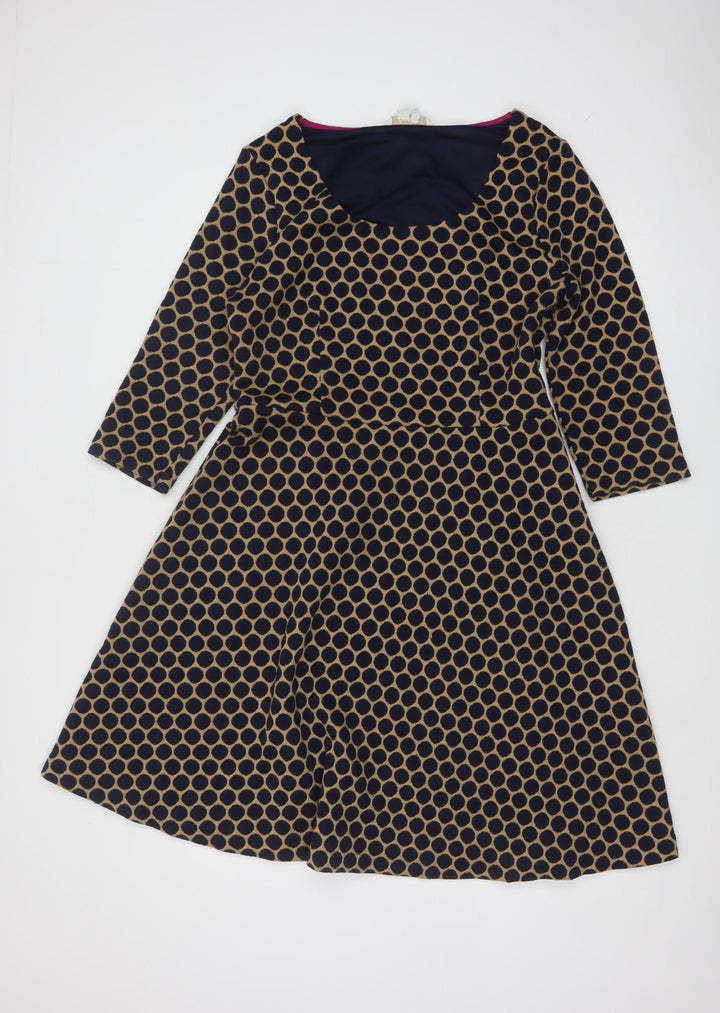 Boden Women’s Blue Geometric Fit & Flare Dress Size 14L