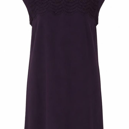 White Stuff Women's Purple Lace Trim Sleeveless Shift Dress Size 16