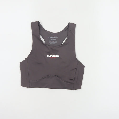 Superdry Women’s Grey Medium Support Sports Bra UK10 Polyester Blend