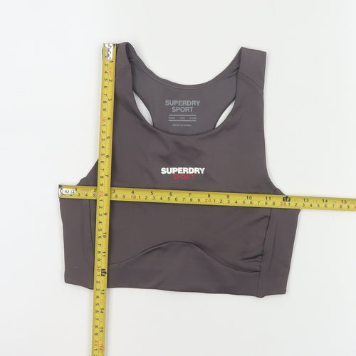 Superdry Women’s Grey Medium Support Sports Bra UK10 Polyester Blend