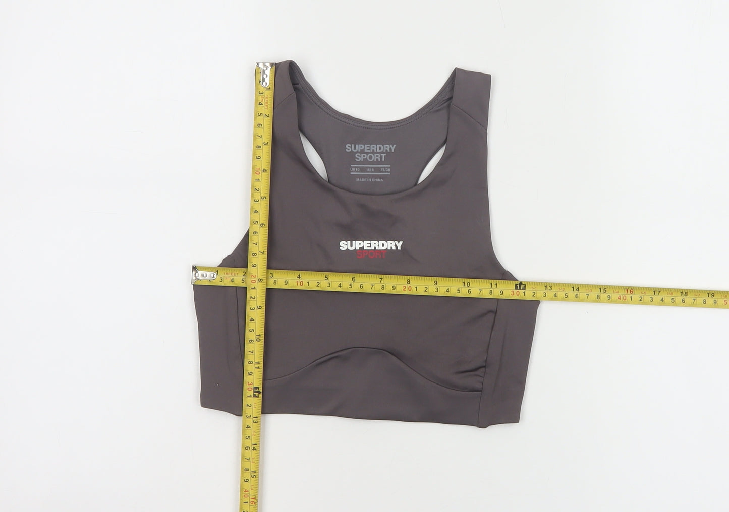 Superdry Women’s Grey Medium Support Sports Bra UK10 Polyester Blend