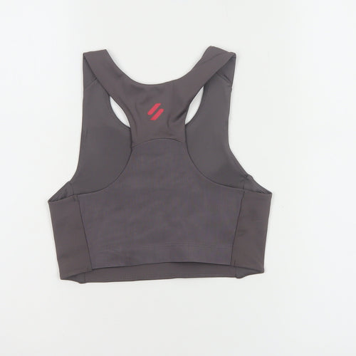 Superdry Women’s Grey Medium Support Sports Bra UK10 Polyester Blend