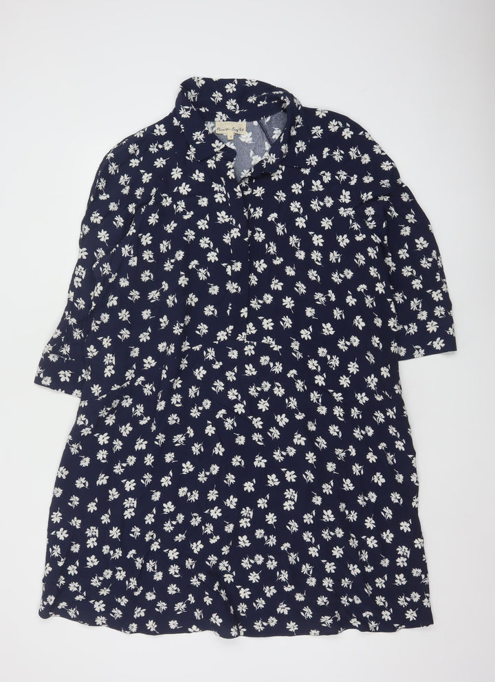 Phase Eight Women’s Blue Floral Viscose Shirt Dress Size 14
