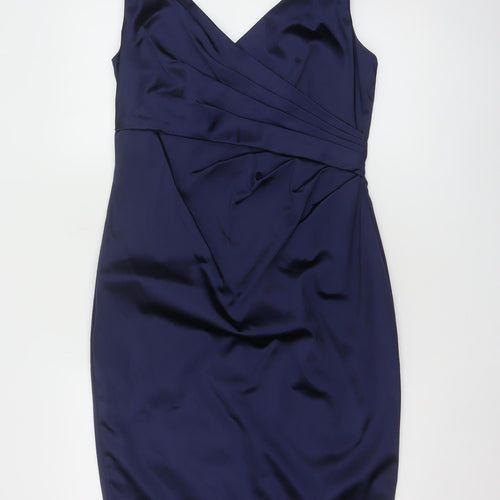 Coast Women’s Blue Satin Bodycon Knee Length Dress Size 12