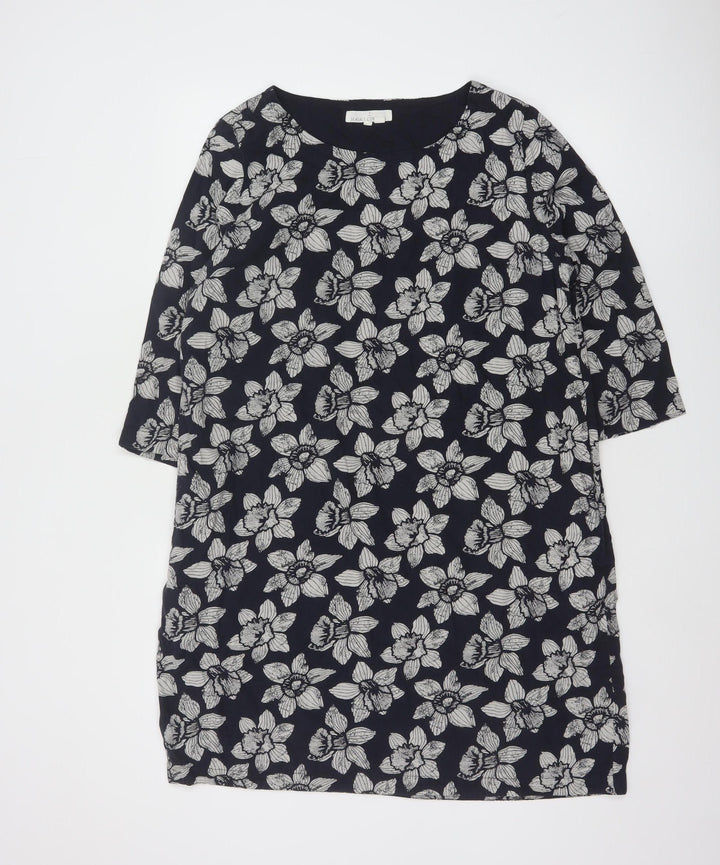 Seasalt Cornwall Women's Blue Floral Shift Knee Length Dress Size 14