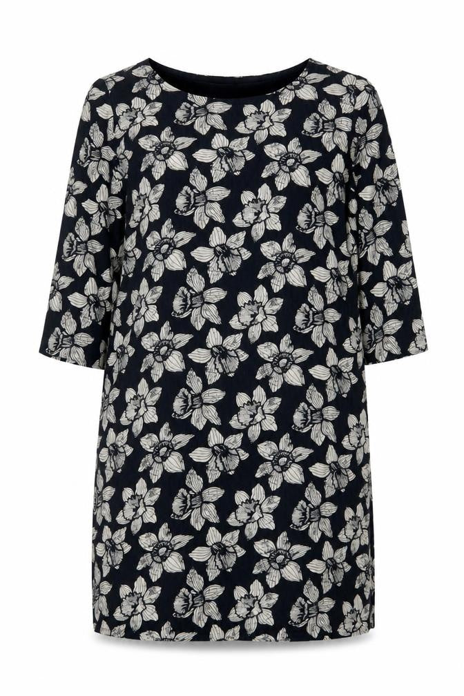 Seasalt Cornwall Women's Blue Floral Shift Knee Length Dress Size 14