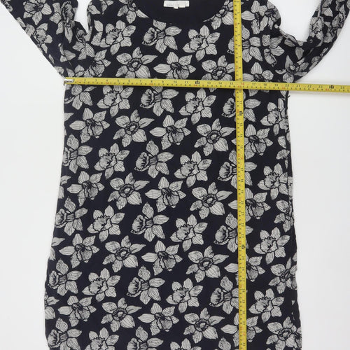 Seasalt Cornwall Women's Blue Floral Shift Knee Length Dress Size 14