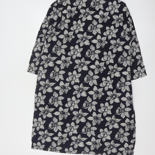 Seasalt Cornwall Women's Blue Floral Shift Knee Length Dress Size 14