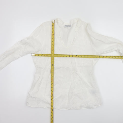 The White Company Women’s White Linen Tunic Blouse Size 12 Long Sleeve
