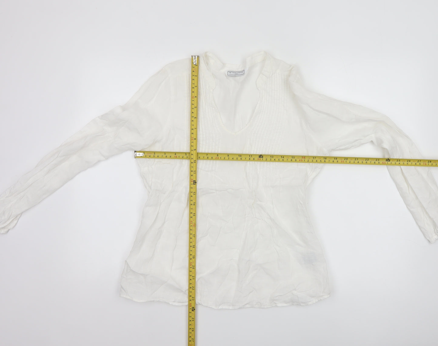 The White Company Women’s White Linen Tunic Blouse Size 12 Long Sleeve